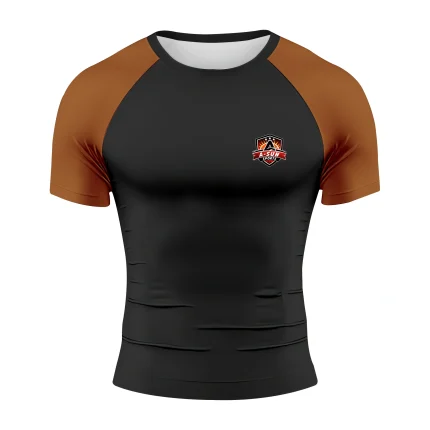 Premium Short Sleeve Ranked Rash Guard | Custom BJJ Belt Color Sleeve Compression Shirt